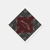 Maroon Black Gray Rose Gothic Wedding Serviette (Ecke)