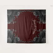 Maroon Black Gray Rose Gothic Wedding Wandteppich (Vorderseite (Horizontal))