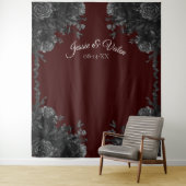 Maroon Black Gray Rose Gothic Wedding Wandteppich (Beispiel)