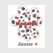 maroon black soccer balls sticker w athlete name (Blatt)