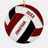 Maroon Black Volleyball Mannschaftsfarben personal Keramik Ornament (Vorne)