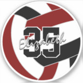 Maroon Black Volleyball Team Farben Aufkleber (Vorderseite)