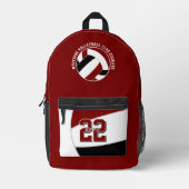 Maroon Black Volleyball Team Farben Mannschaftsnam Bedruckter Rucksack (Vorderseite)