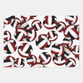 Maroon Black Volleyballs Set von 3 koordinierenden Geschenkpapier Set (Vorderseite)