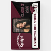 Maroon, Black & White Abschluss Banner (Vertikal)