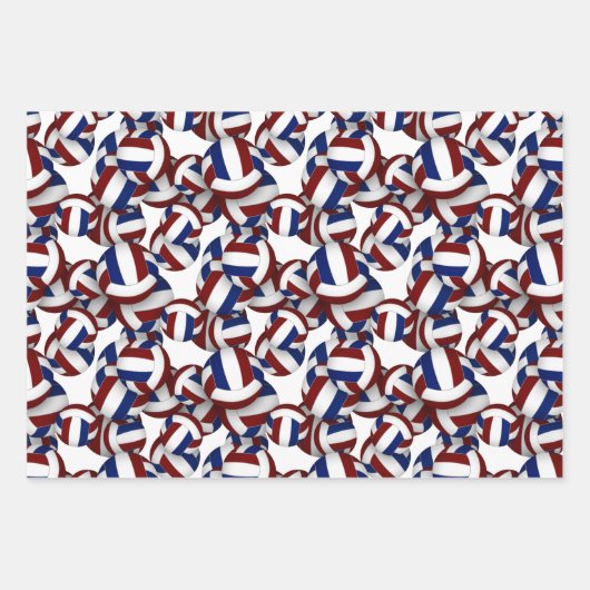 Maroon blaue Mannschaftsfarben koordinieren Volley Geschenkpapier Set (Vorderseite)