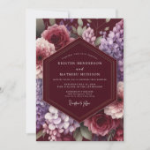 Maroon Bloom Enchantment Wedding Einladung (Vorderseite)