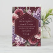 Maroon Bloom Enchantment Wedding Einladung (Stehend Vorderseite)