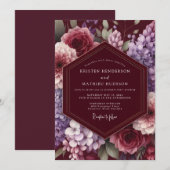 Maroon Bloom Enchantment Wedding Einladung (Vorne/Hinten)