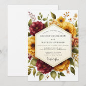 Maroon Bloom Ernte Hochzeit Einladung (Vorne/Hinten)