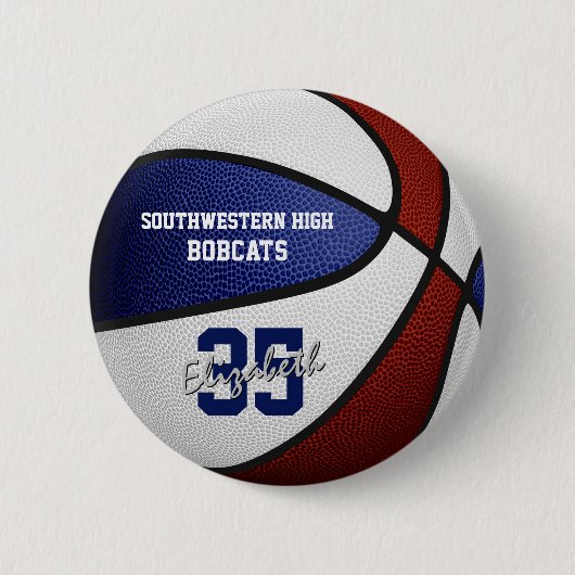 Maroon Blue athleon Mannschaft Farben Basketball Button (Vorderseite)