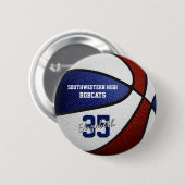 Maroon Blue athleon Mannschaft Farben Basketball Button (Vorne & Hinten)
