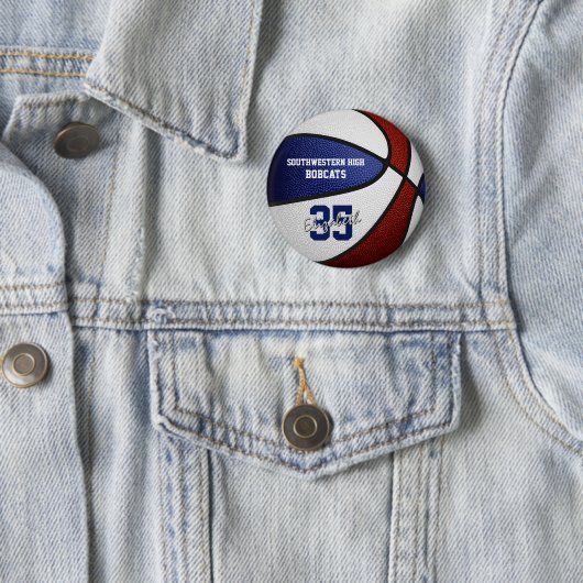 Maroon Blue athleon Mannschaft Farben Basketball Button (Beispiel)