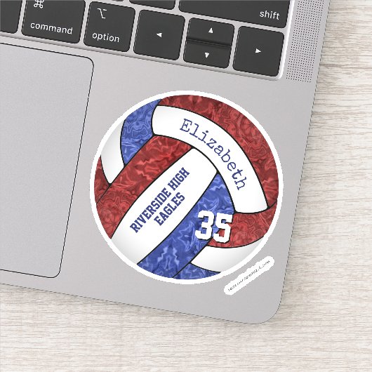 Maroon Blue Girl Volleyball Team Farben Aufkleber (Detail)