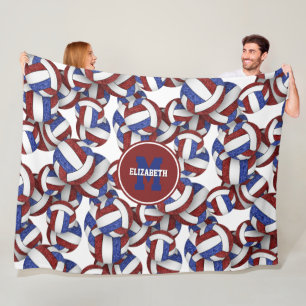 Maroon Blue Girls Volleyball Team Farben Fleecedecke