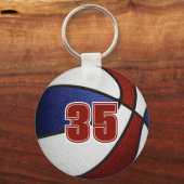 Maroon Blue Mannschaft färbt Jungs Basketball Schlüsselanhänger (Rückseite)