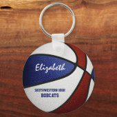 Maroon Blue Mannschaft färbt Jungs Basketball Schlüsselanhänger (Vorderseite)