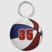 Maroon Blue Mannschaft färbt Jungs Basketball Schlüsselanhänger (Rückseite)
