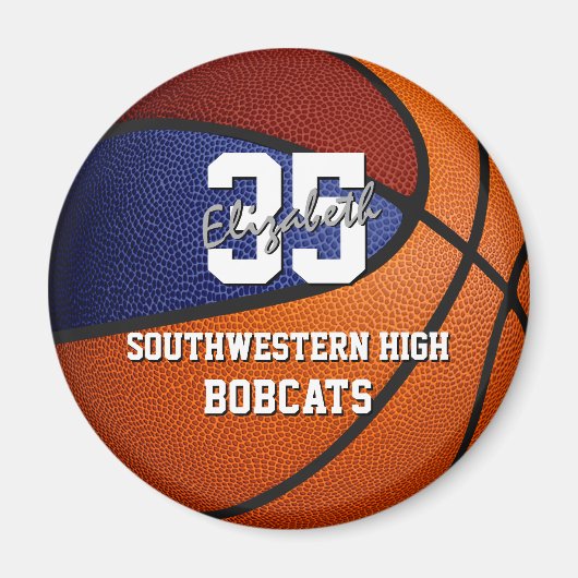 Maroon Blue Sport Team Farben Geschenke Basketball Magnet (Vorne)