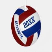Maroon Blue Team Farben Sport Volleyball Ornament Aus Metall (Vorderseite links)