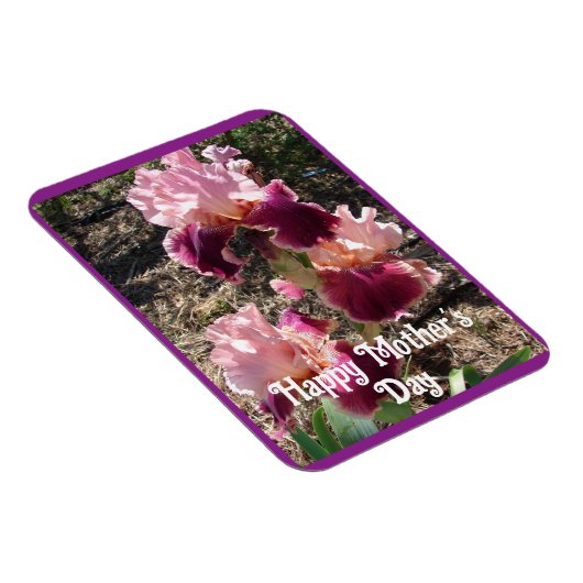 Maroon Blume Floral Iris Irish Mütter Day Card Magnet (Rechte Seite)