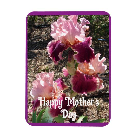 Maroon Blume Floral Iris Irish Mütter Day Card Magnet (Vertikal)