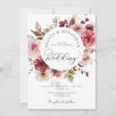 Maroon Blush Fall All in 1 Budget QR Code Hochzeit Einladung (Vorderseite)