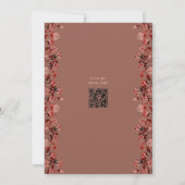 Maroon Boho Botanical Romance QR Save The Date (Rückseite)