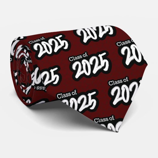 Maroon Bold Brush Class of 2025 Neck Tie Krawatte (Gerollt)