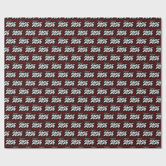 Maroon Bold Brush Class of 2025 Wrapping Paper Geschenkpapier (Flach)
