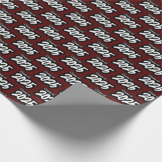 Maroon Bold Brush Class of 2025 Wrapping Paper Geschenkpapier (Ecke)