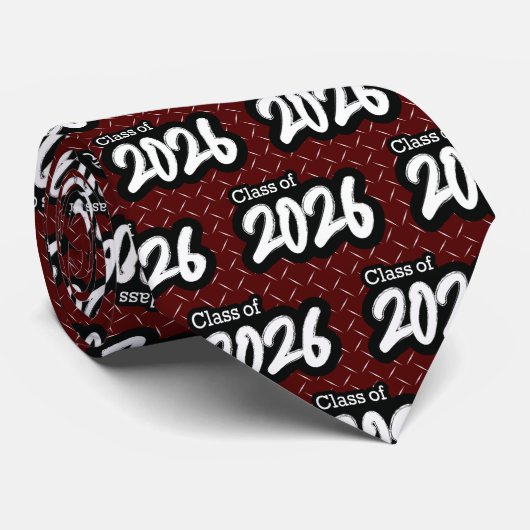 Maroon Bold Brush Class of 2026 Neck Tie Krawatte (Gerollt)