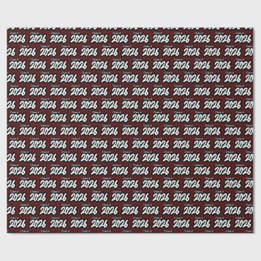 Maroon Bold Brush Class of 2026 Wrapping Paper Geschenkpapier (Flach)