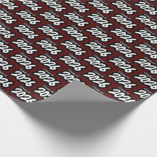 Maroon Bold Brush Class of 2026 Wrapping Paper Geschenkpapier (Ecke)