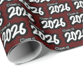 Maroon Bold Brush Class of 2026 Wrapping Paper Geschenkpapier (Rolleneckpunkt)
