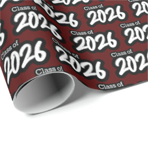 Maroon Bold Brush Class of 2026 Wrapping Paper Geschenkpapier