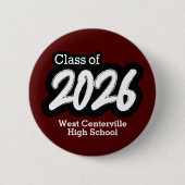 Maroon Bold Brush-Klasse von 2026 Button (Vorderseite)