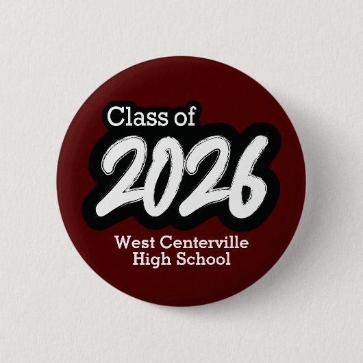 Maroon Bold Brush-Klasse von 2026 Button (Vorderseite)