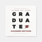 Maroon Bold GRADUATE Letters and Cap Abschluss Serviette (Vorderseite)