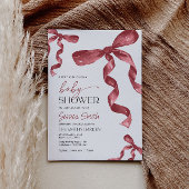 Maroon Bow Baby Shower Einladung