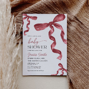 Maroon Bow Baby Shower Einladung