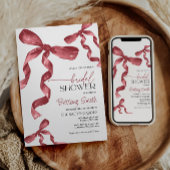 Maroon Bow Coquette Bridal Dusche Einladung