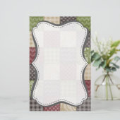 Maroon, Brown, Tan & Green Quilt Look Briefpapier (Stehend Vorderseite)