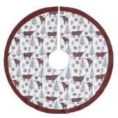 Maroon Buffalo Kariertes länghorn Muster Polyester Weihnachtsbaumdecke (Vorderseite)