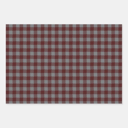 Maroon Buffalo Plaid Longhorn Pattern Geschenkpapier Set (Vorderseite 3)