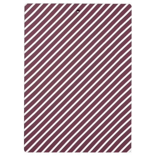 Maroon, Burgund und weiße Diagonal Streifen Klemmbrett (Rückseite)