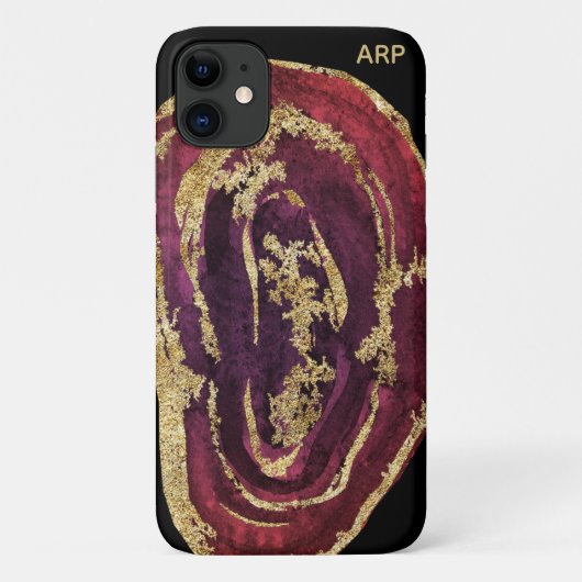 *~* Maroon Burgund Wein Agate Gold Glitzer Case-Mate iPhone Hülle (Rückseite)
