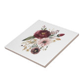 Maroon Burgundy Blush Pink Botanische Blüte Fliese (Seite)