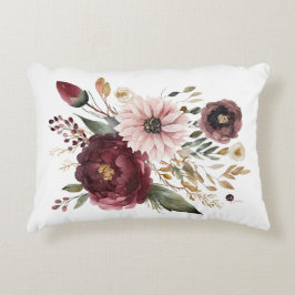 Maroon Burgundy Blush Pink Floral Wasserfarbe Dekokissen