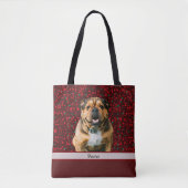 Maroon Burgundy Brown Christmas Dog Foto Tasche (Vorderseite)